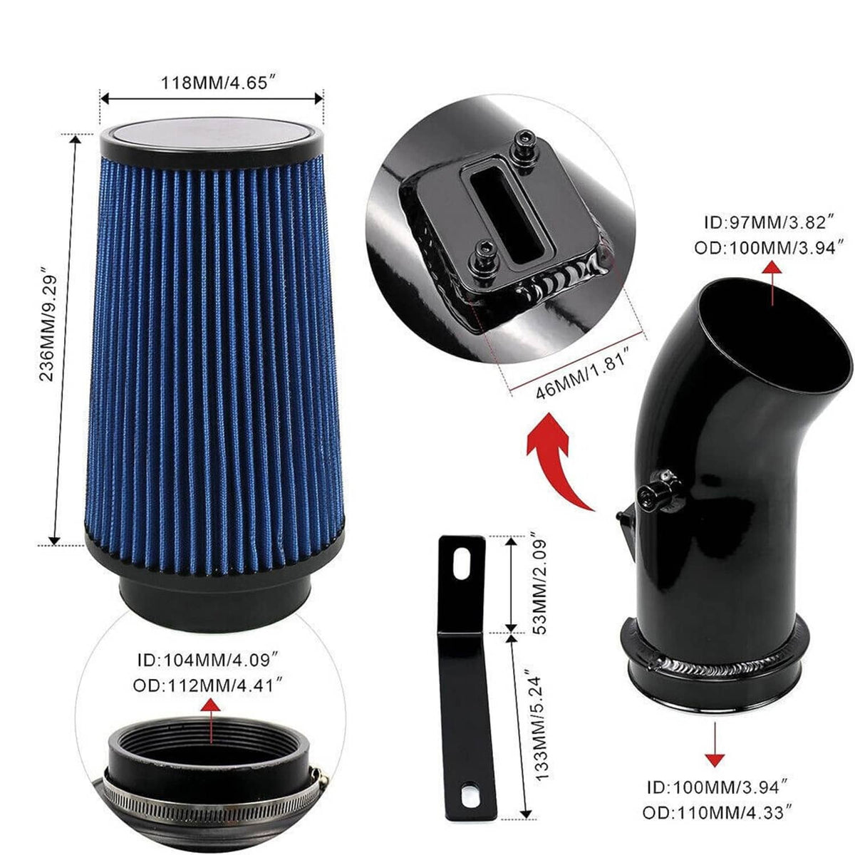 Solidspare 4" Oiled Cold Air Intake Kits For 2011-2016 Ford F250 Powerstroke Diesel 6.7L
