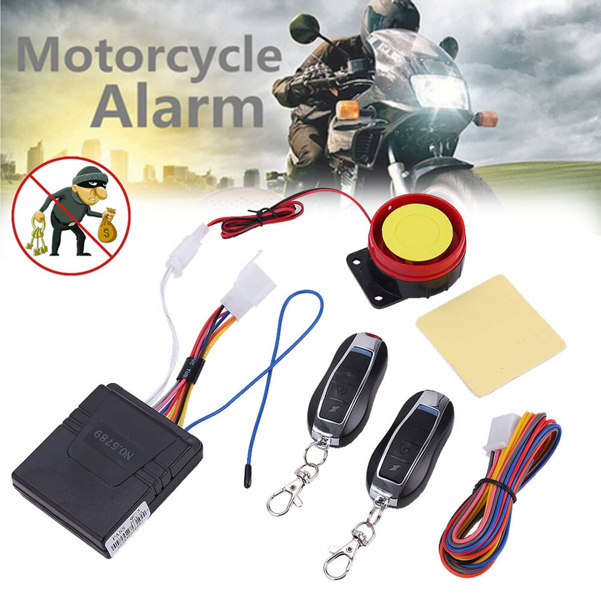 Solidspare Universal 12V Motorcycle Alarm System Anti-theft Security Start Control Remote