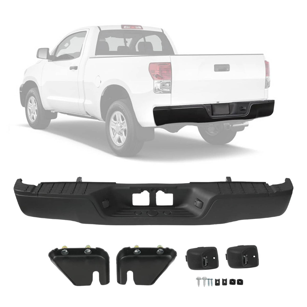 Solidspare Steel Rear Step Bumper Assembly For 2007-2013 Toyota Tundra W/O Park Holes Black