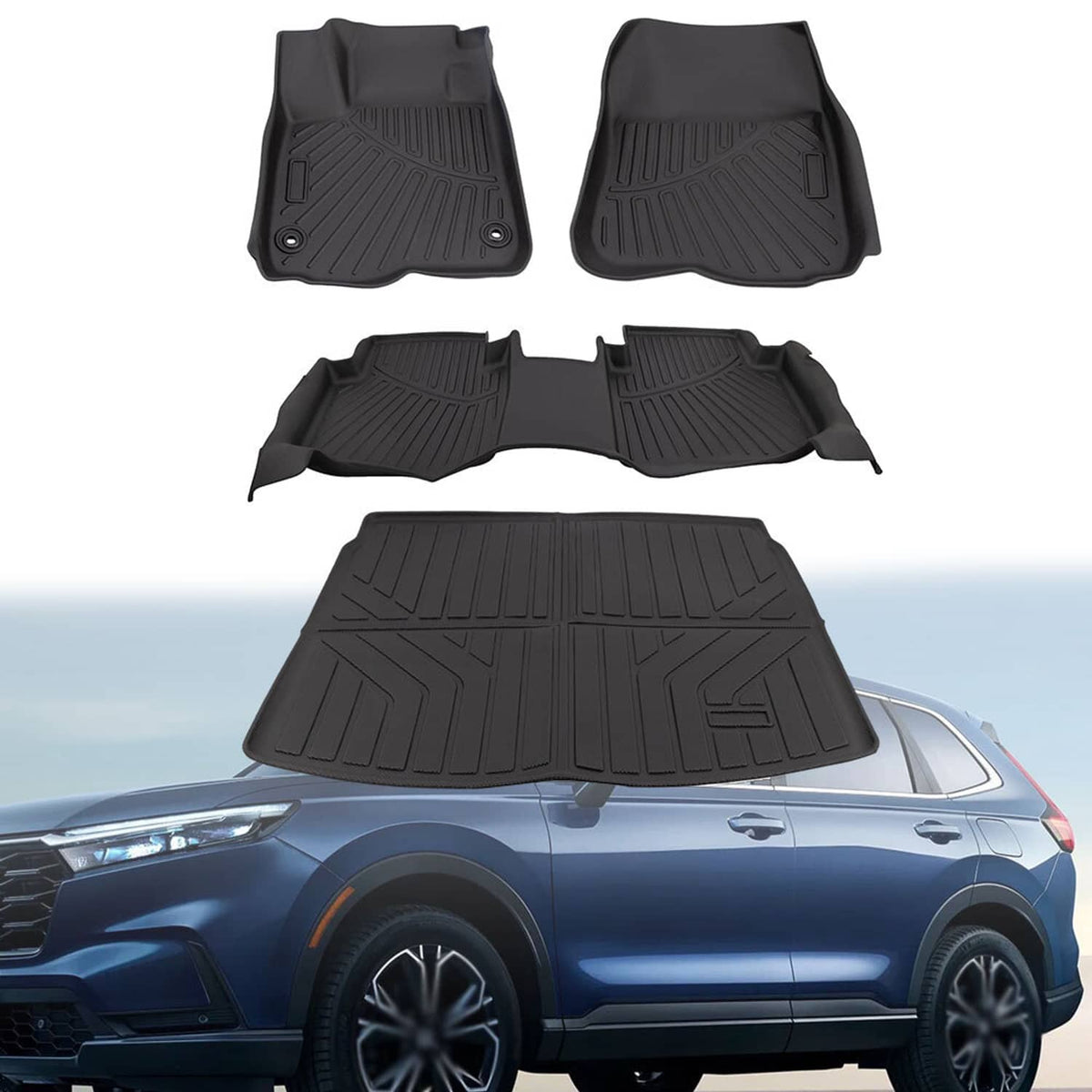 Solidspare 4Pcs/Set Floor Mats+Cargo Liner Fit for Honda CR-V CRV 2023-2025 TPE Rubber New