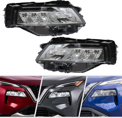 Solidspare For 2021 2022 2023 Nissan Rogue Chrome LED Headlights Headlamps Pair Left+Right