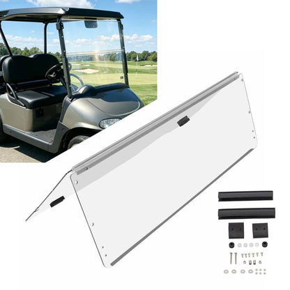 Solidspare Clear Foldable Windshield For Golf Cart Part For EZGO RXV 2008-Now Gas Electric