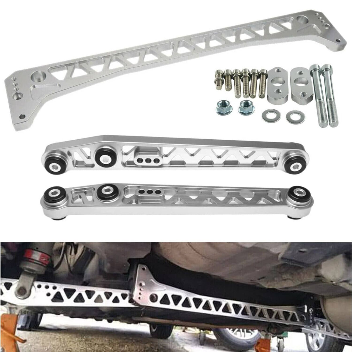 Solidspare Billet Rear Lower Control Arm & Subframe Brace for 1996-00 Honda Civic EK