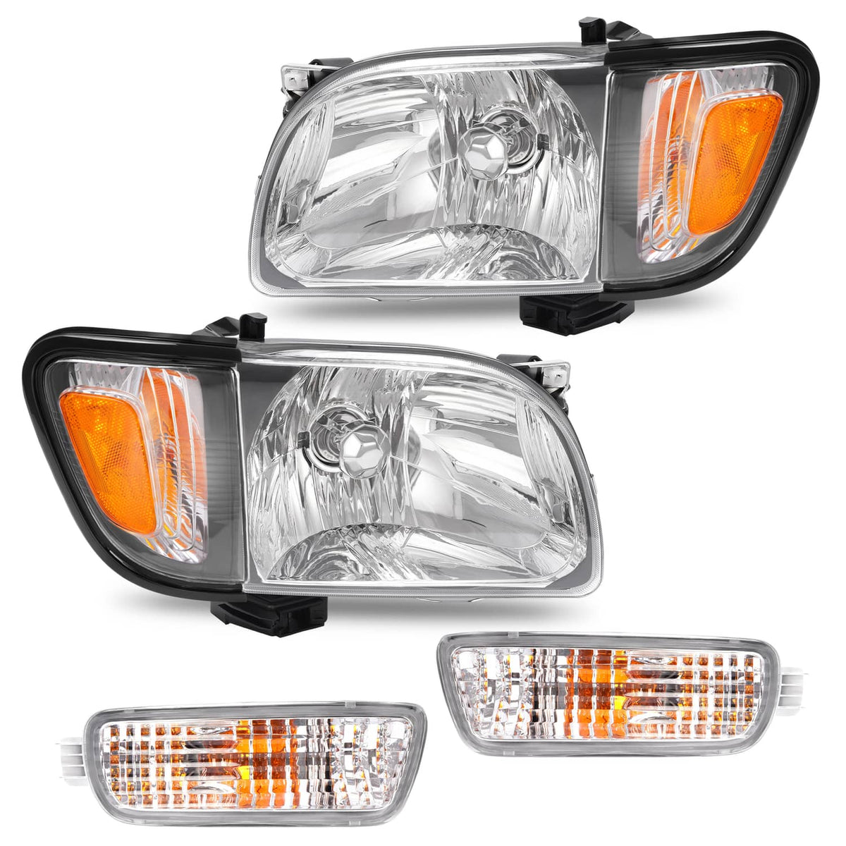 Solid Spare For Toyota Tacoma 2001-2004 Headlights Corner Signal Lights Bumper Lamp w/Bulbs