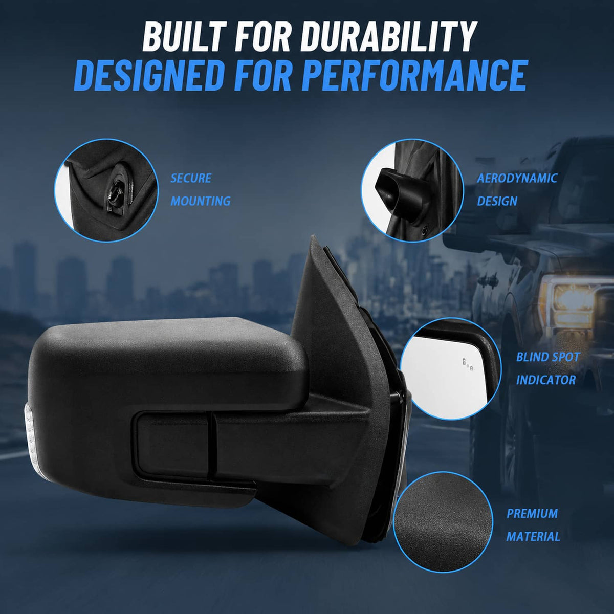 Solidspare Passenger/Right Side Mirror Power Heated Blind Spot For 2021-2023 Ford F150