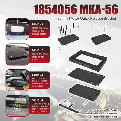 Solidspare 1854056 MKA-56 Quick Release Bracket for Minn Kota QUEST Trolling Motor, Black