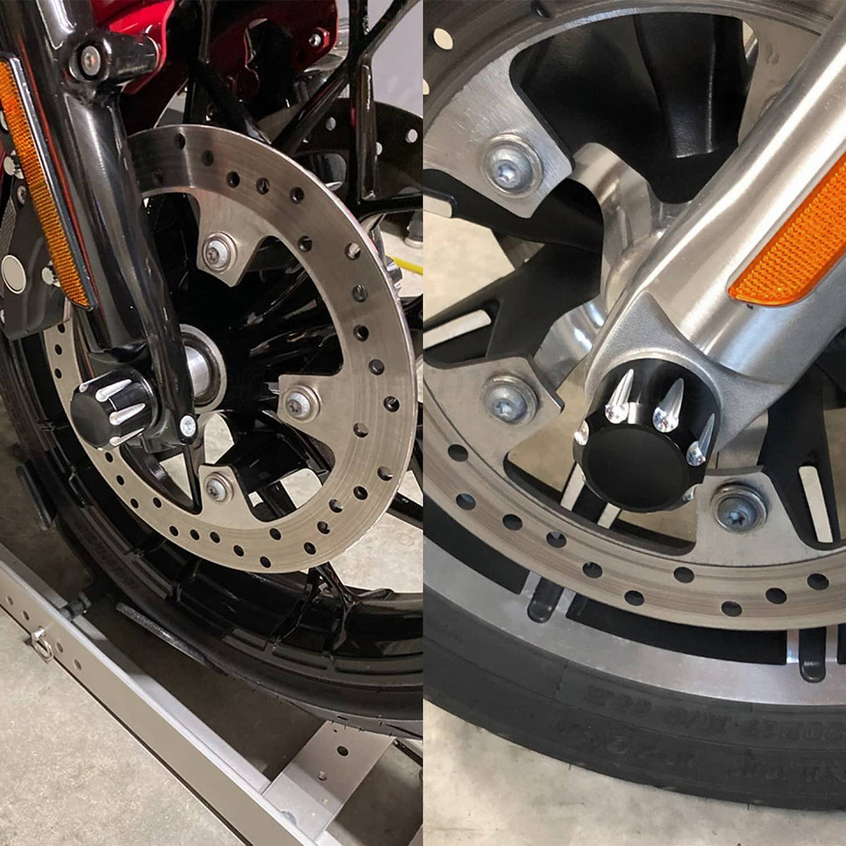Solidspare Black Thick Cut Front Axle Cap Nut Covers For Harley Touring Road Glide King