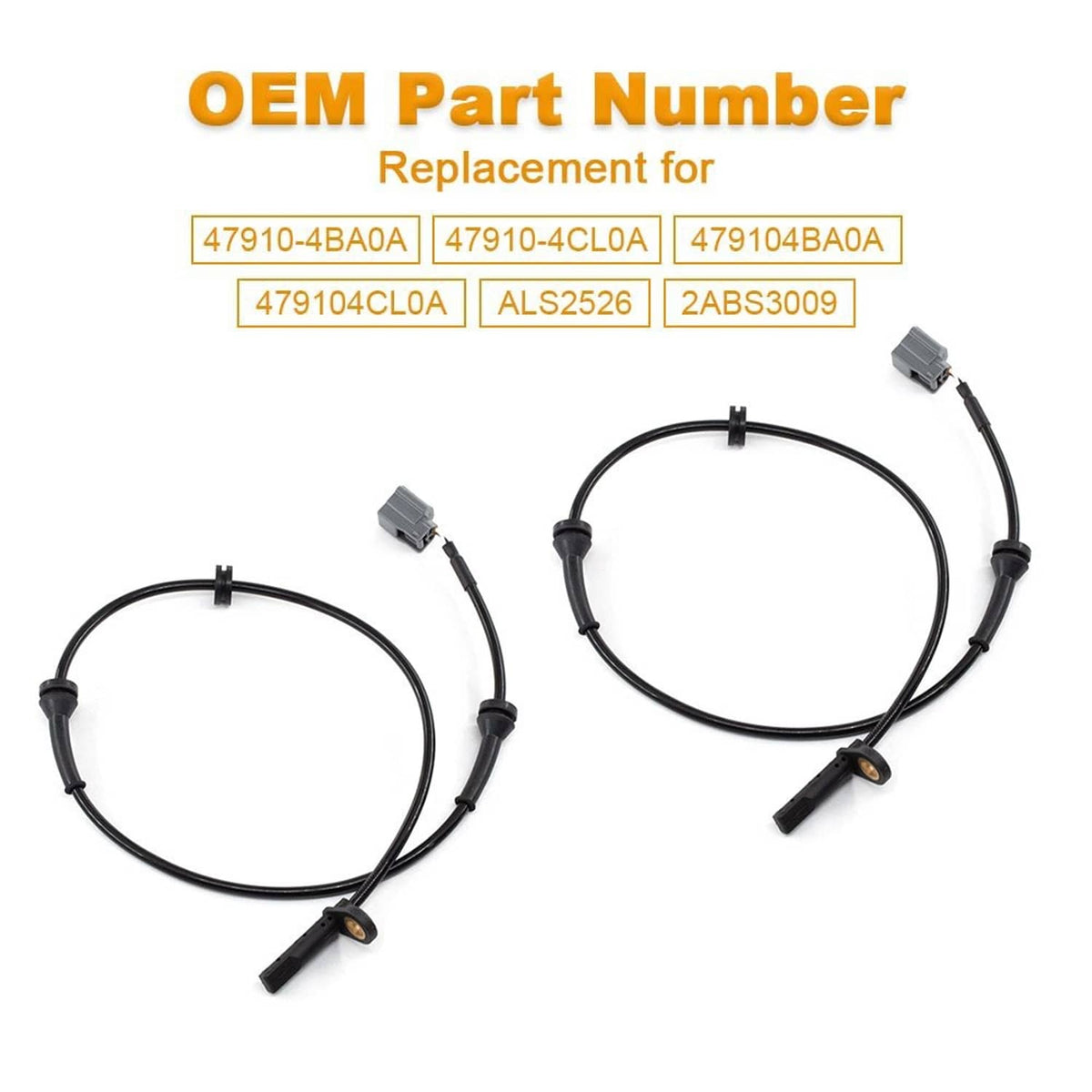 Solid Spare 2Pcs ABS Wheel Speed Sensor for Nissan Rogue 2014-2020 Front Driver Passenger EA
