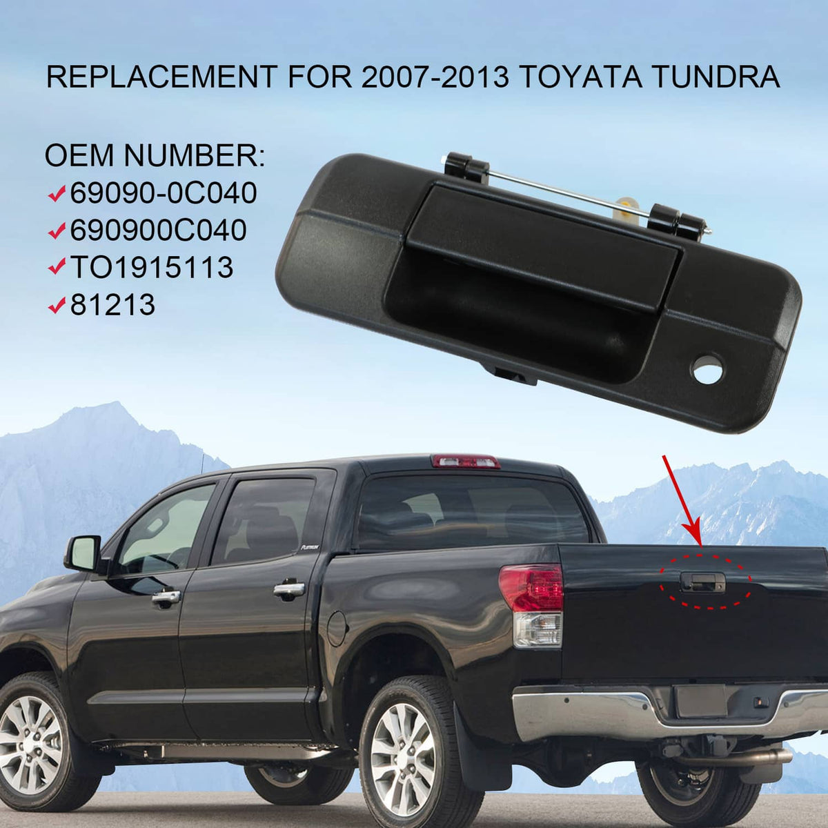 Solidspare Outer Rear Tailgate Handle For 07-13 Toyota Tundra 69090-0C040 TO1915113 NEW