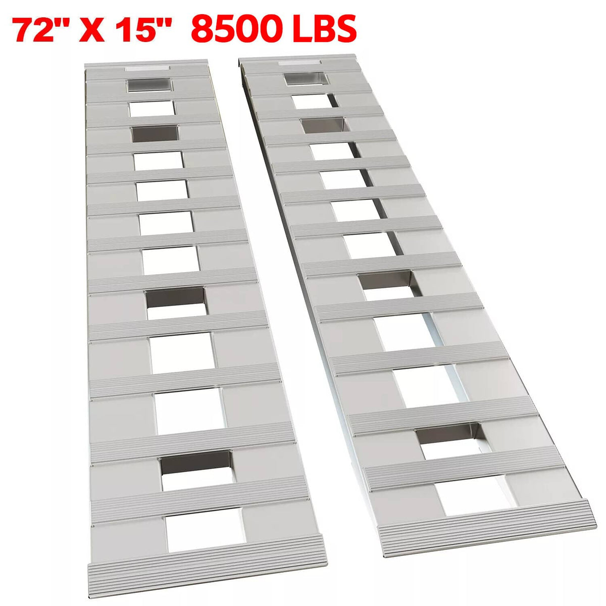 Solidspare 8500Lbs 72" X 15" Aluminum Hook Ramps Car Trailer Truck 1 Pair Ramps Hook End