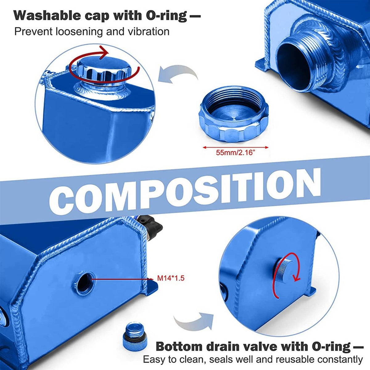 Solidspare Universal 2L Aluminum Coolant Radiator Overflow Recovery Water Tank Bottle New