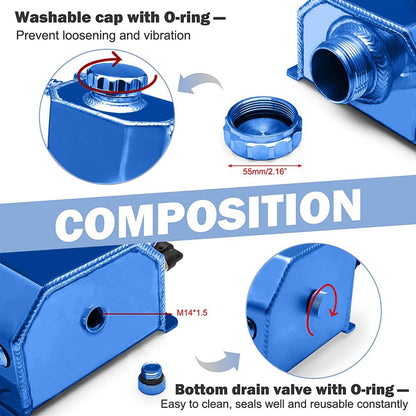 Solidspare Universal 2L Aluminum Coolant Radiator Overflow Recovery Water Tank Bottle New