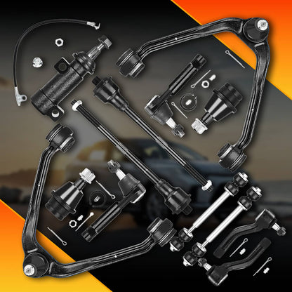 Solidspare 13PCS For 1999-2006 Chevy Silverado 1500 4WD Front Upper Lower Control Arm Kit