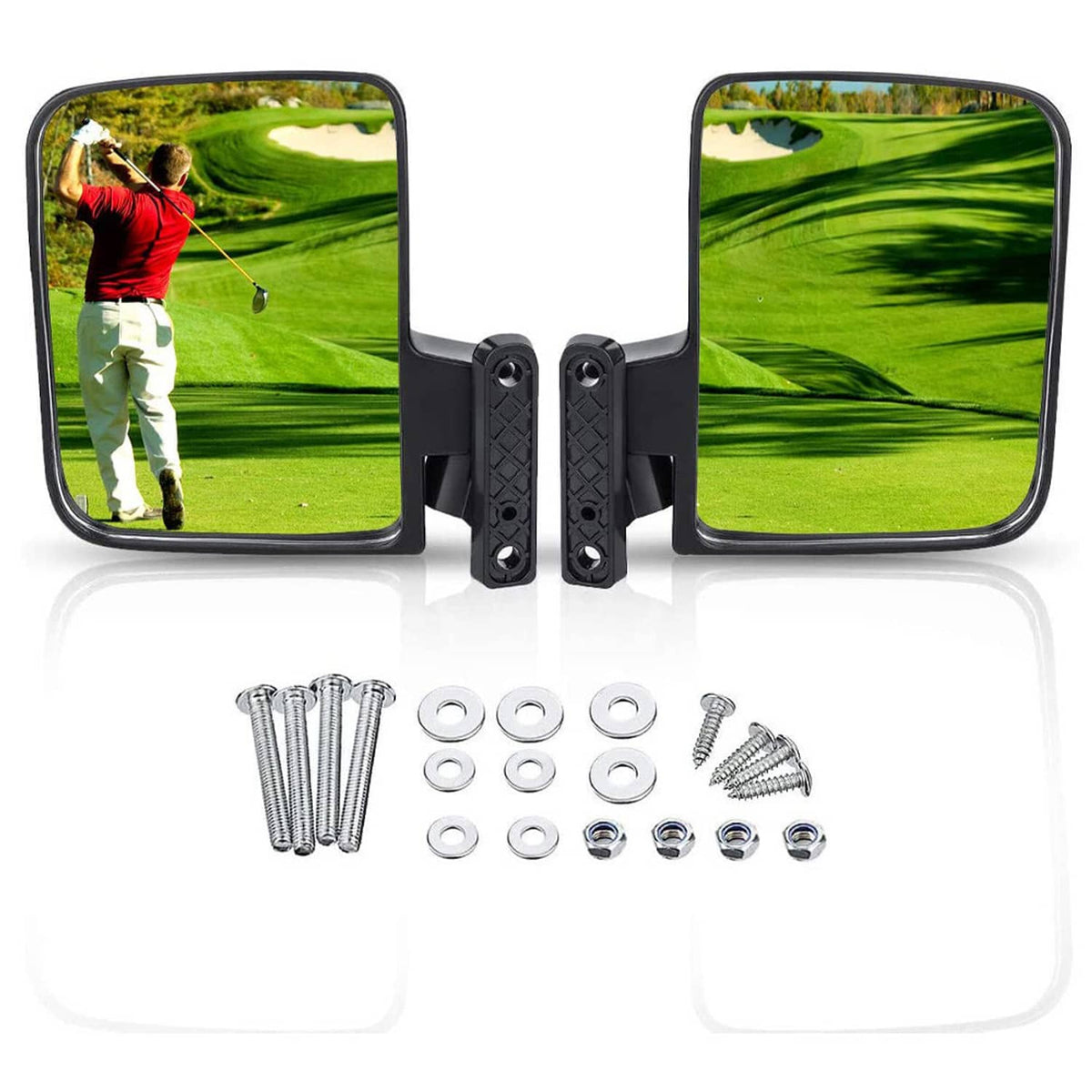 Solidspare Universal Golf Cart Side Mirrors No Drilling Rear View Mirror for EZGO Club Car