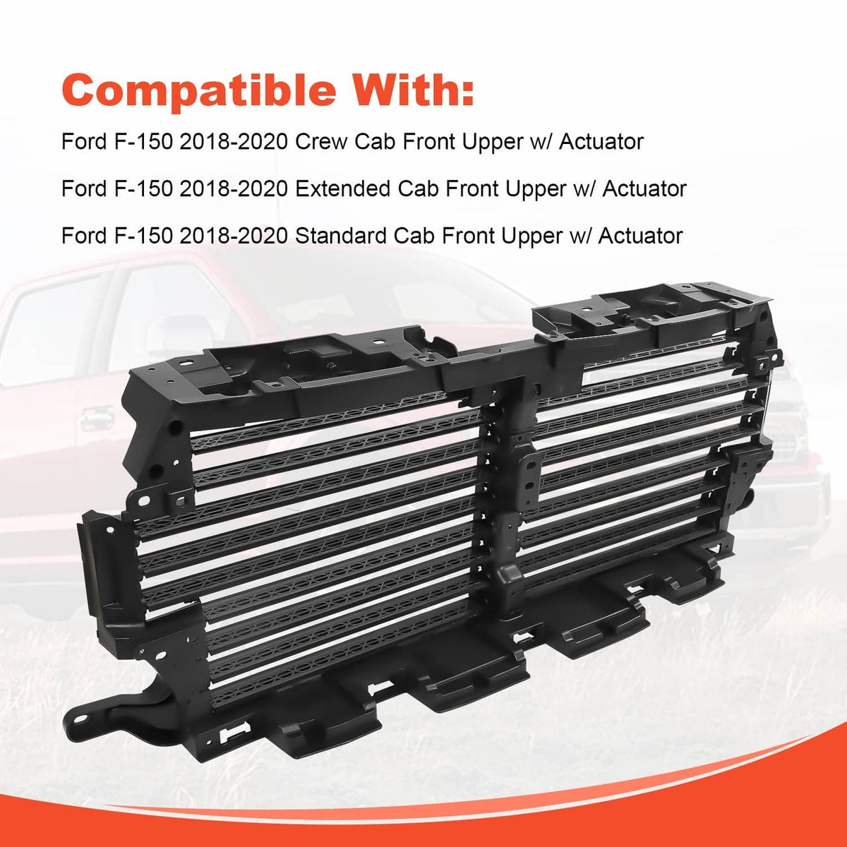 Solidspare Upper Radiator Grille Air Shutter For 2018-2020 Ford F-150 with Actuator Motor