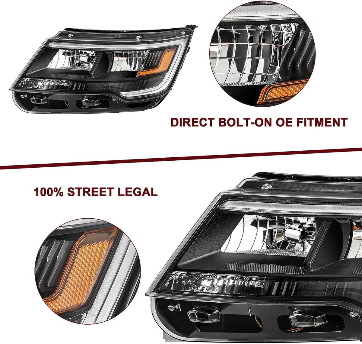 Solidspare Pair Headlights Assembly w/LED DRL For 2016-2019 Ford Explorer Left & Right Side