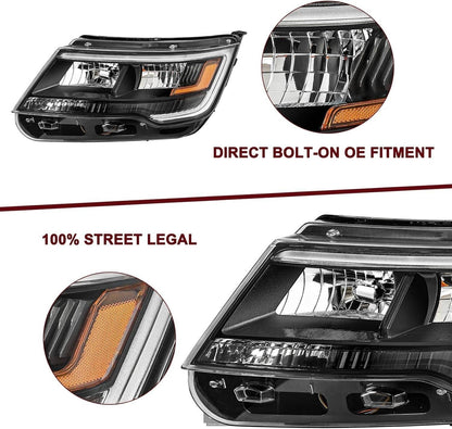 Solidspare Pair Headlights Assembly w/LED DRL For 2016-2019 Ford Explorer Left & Right Side