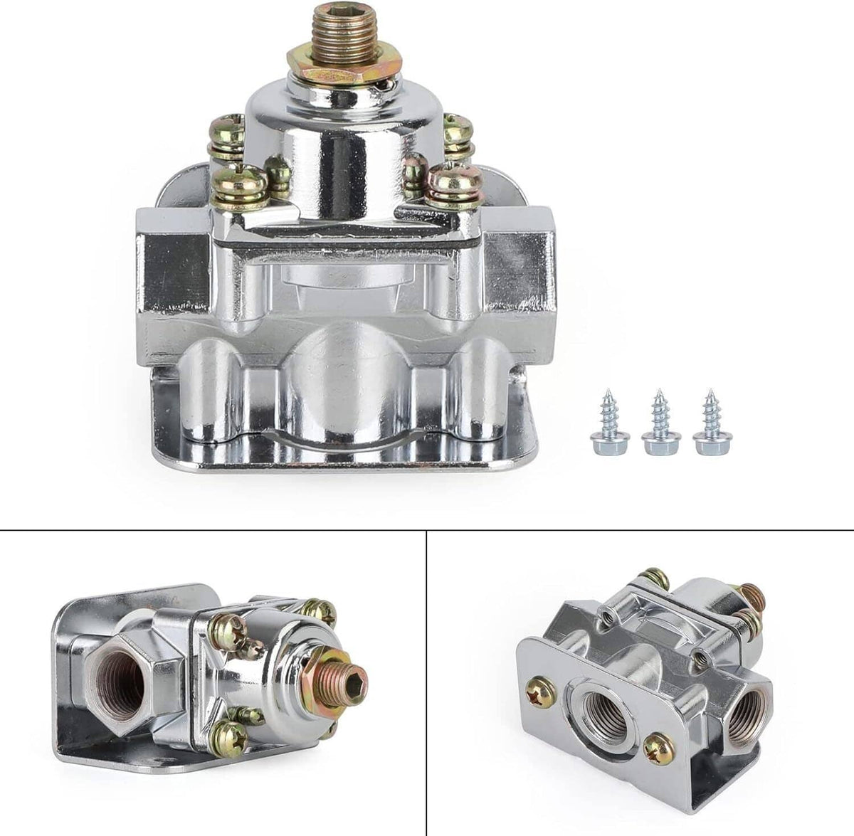 Solidspare Fuel Pressure Regulator Carburetor Chrome Fit Holley 12-803 2 Port 4 1/2 to9 PSI
