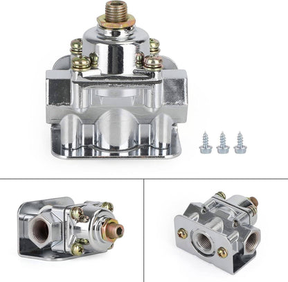 Solidspare Fuel Pressure Regulator Carburetor Chrome Fit Holley 12-803 2 Port 4 1/2 to9 PSI