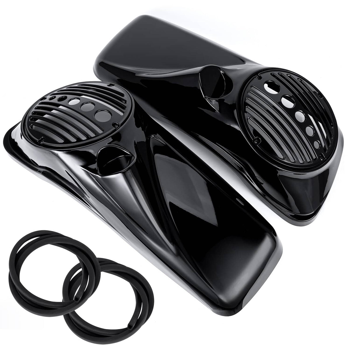 Solidspare 8" Speaker Lids w/ Tweeter port for Harley Touring Glide FLTR FLHT Vivid Black