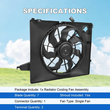 Solidspare Engine Radiator Cooling Fan Assembly For Hyundai Santa Fe kia 2013-2018 620-463