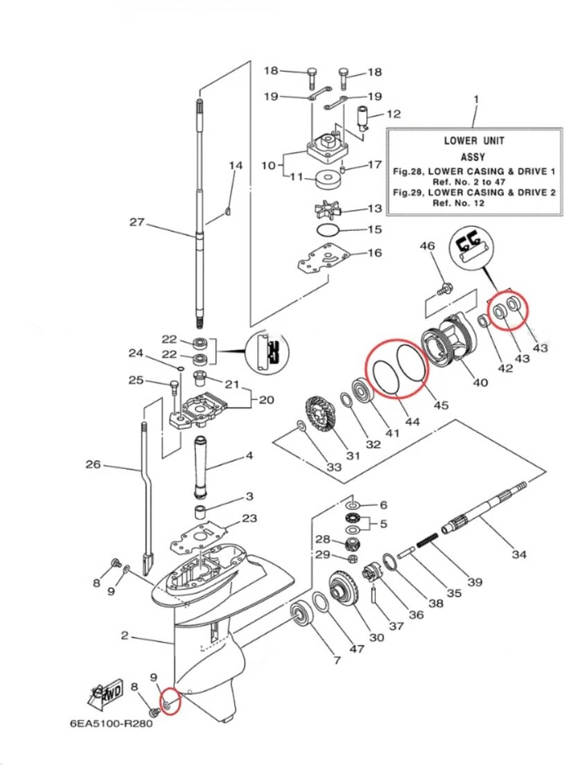Solid Spare Yamaha Lower Unit Seal Kit 93101-17054 90430-08003 8HP 9.9HP 4-Strokes Outboard