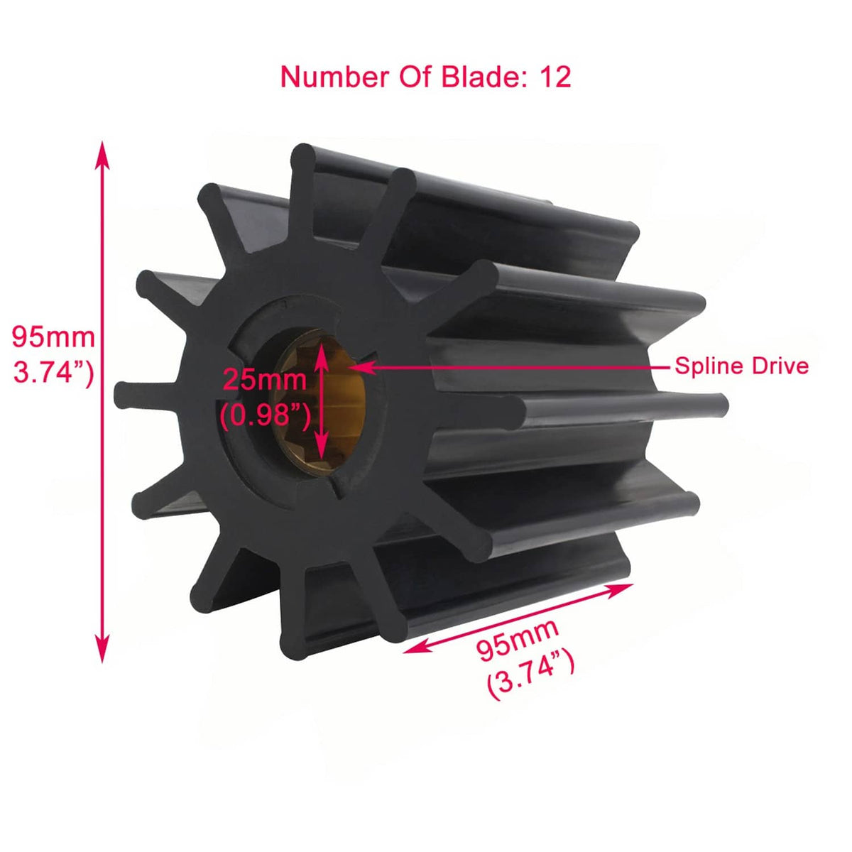 Solid Spare Raw Sea Water Pump Impeller Repair Kit for Jabsco 17938-0001 Volvo Penta 3830459