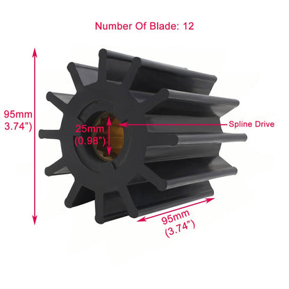 Solid Spare Raw Sea Water Pump Impeller Repair Kit for Jabsco 17938-0001 Volvo Penta 3830459
