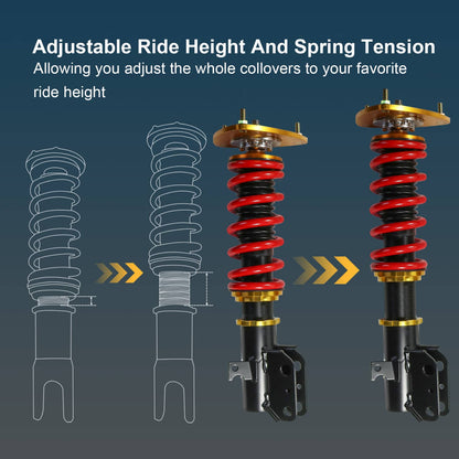 Solidspare 4X Coilover Struts Shocks Absorbers Adj Height For Subaru Impreza WRX GC8 93-01