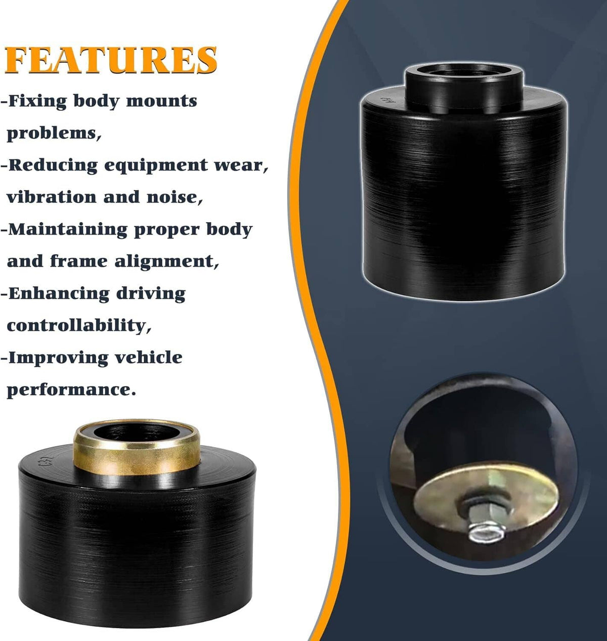 Solid Spare For 1980-1998 Ford F150 F250 F350 2WD 4WD 4.4123R Body Mount Bushing Set Kit