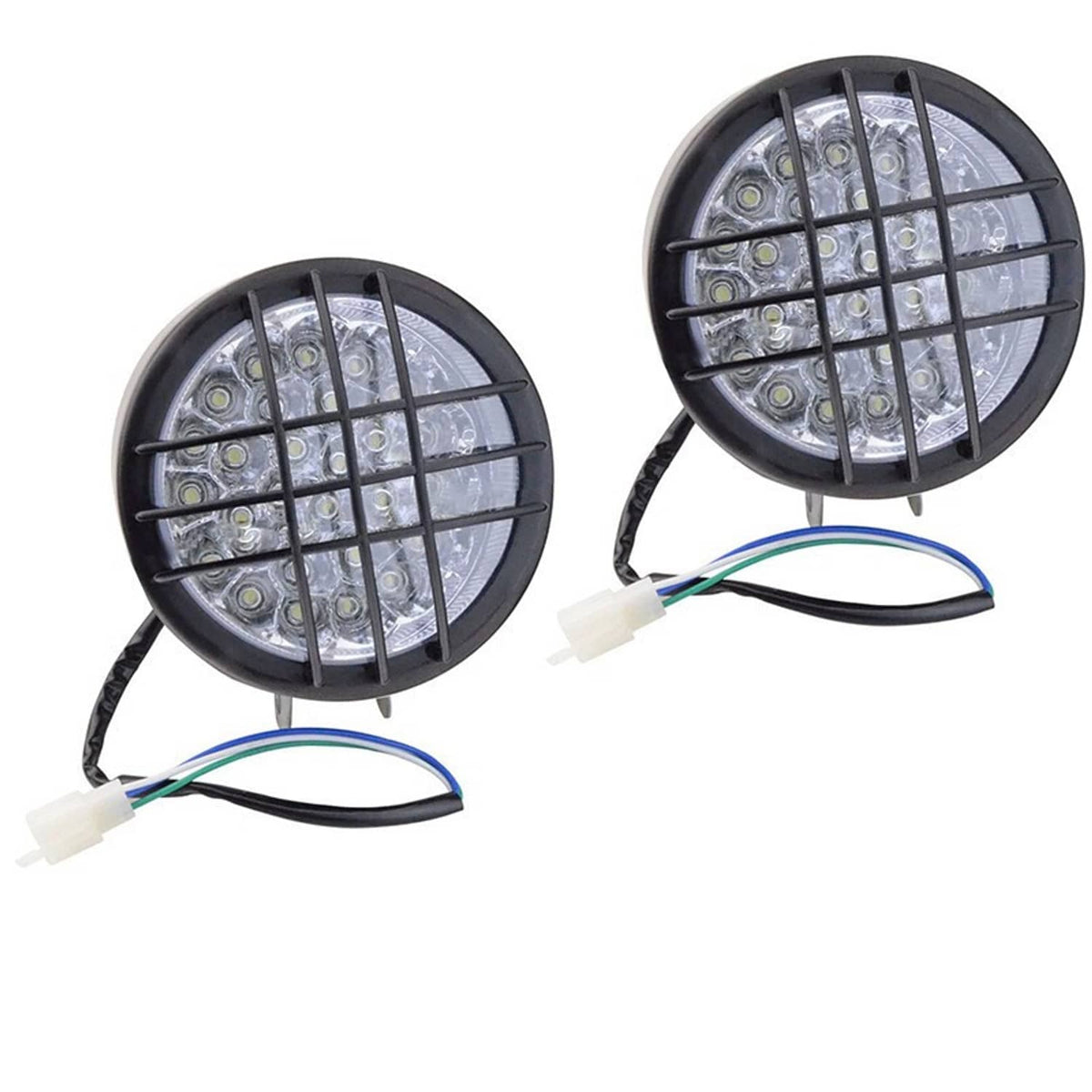 Solidspare 2Pcs LED Headlights for Yamaha Banshee 1987-2006 lens bulbs Grills Warrior 350