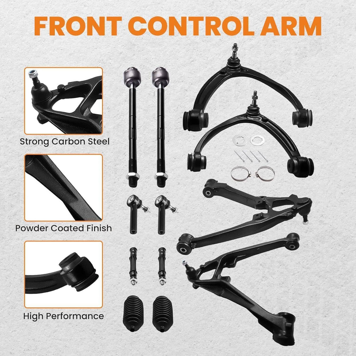 Solidspare 12x Front Upper Lower Control Arm Kit for 2007-2013 Escalade Chevy Silverado GMC