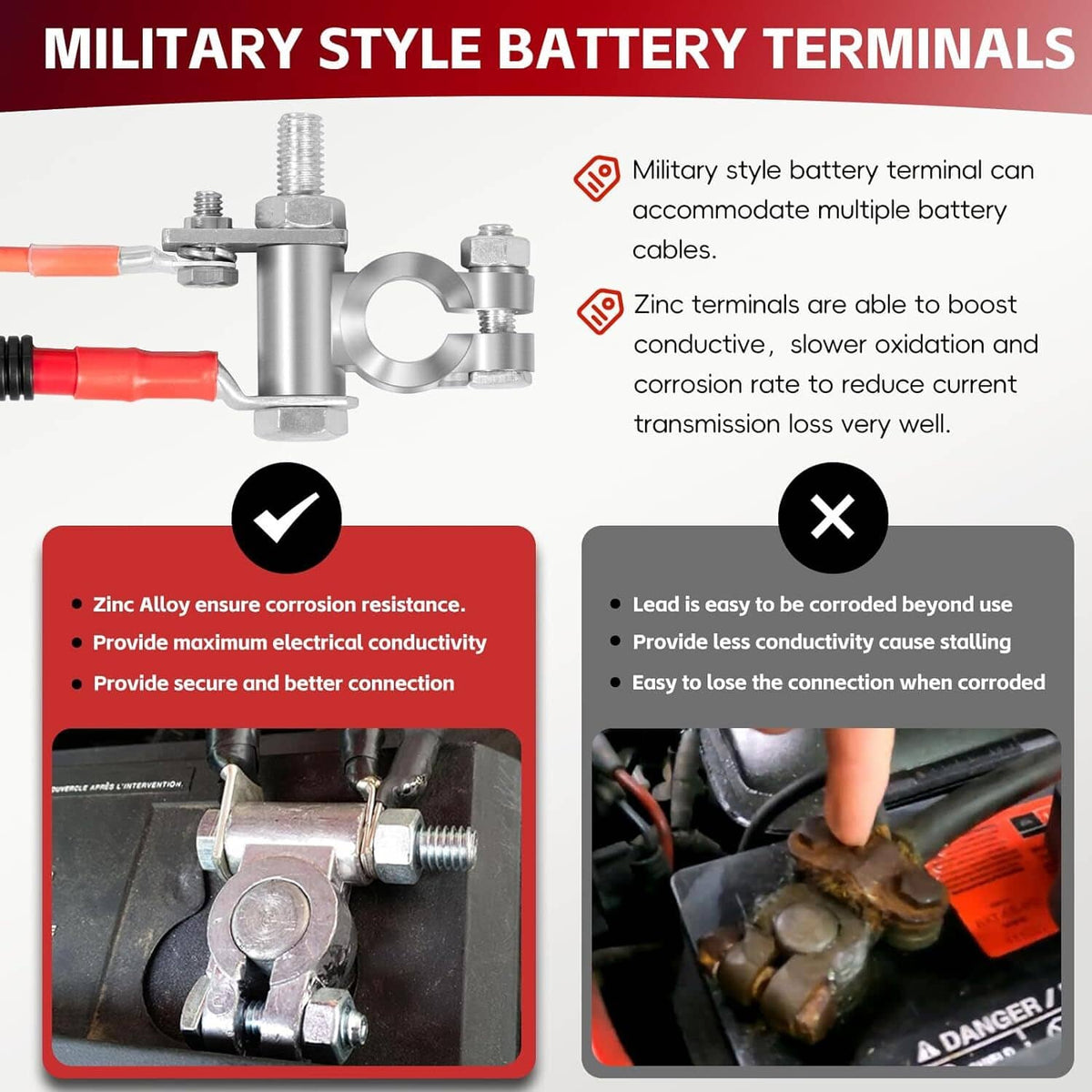 Solid Spare Battery Cables Kit For 2003-2007 Ford Superduty F250 F350 F450 6.0L Powerstroke