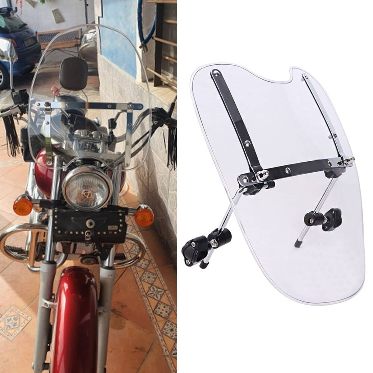 Solidspare For Harley Sportster XL 1200 883 Glide Softail Night Train Windshield w/ Bracket