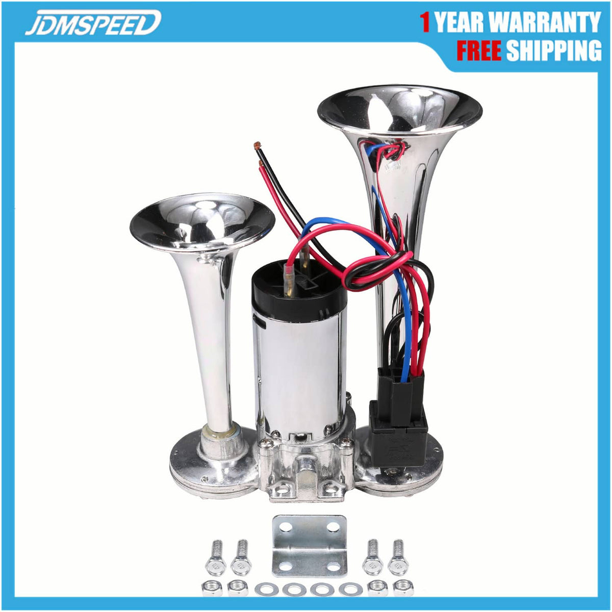 Solidspare Super Loud Car Electric Horn 600DB 12V Dual Trumpets Truck Boat Train Speaker