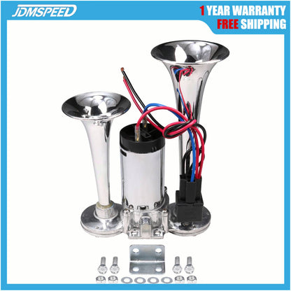 Solidspare Super Loud Car Electric Horn 600DB 12V Dual Trumpets Truck Boat Train Speaker