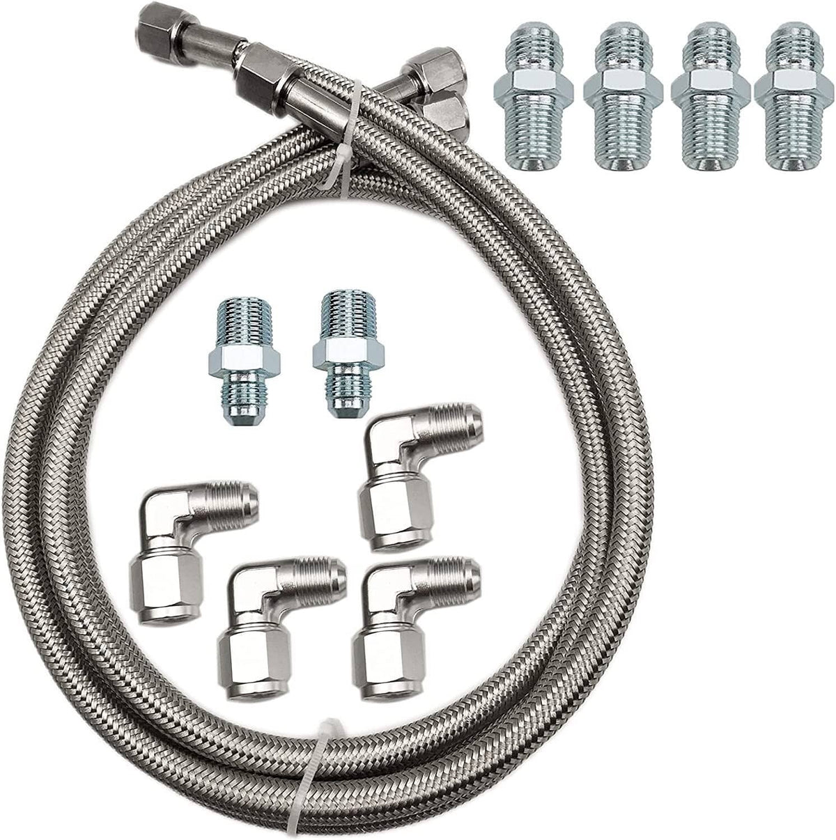 Solidspare SS Braided Transmission Cooler Hose Lines Fittings TH350/700R4/TH400 52" Length