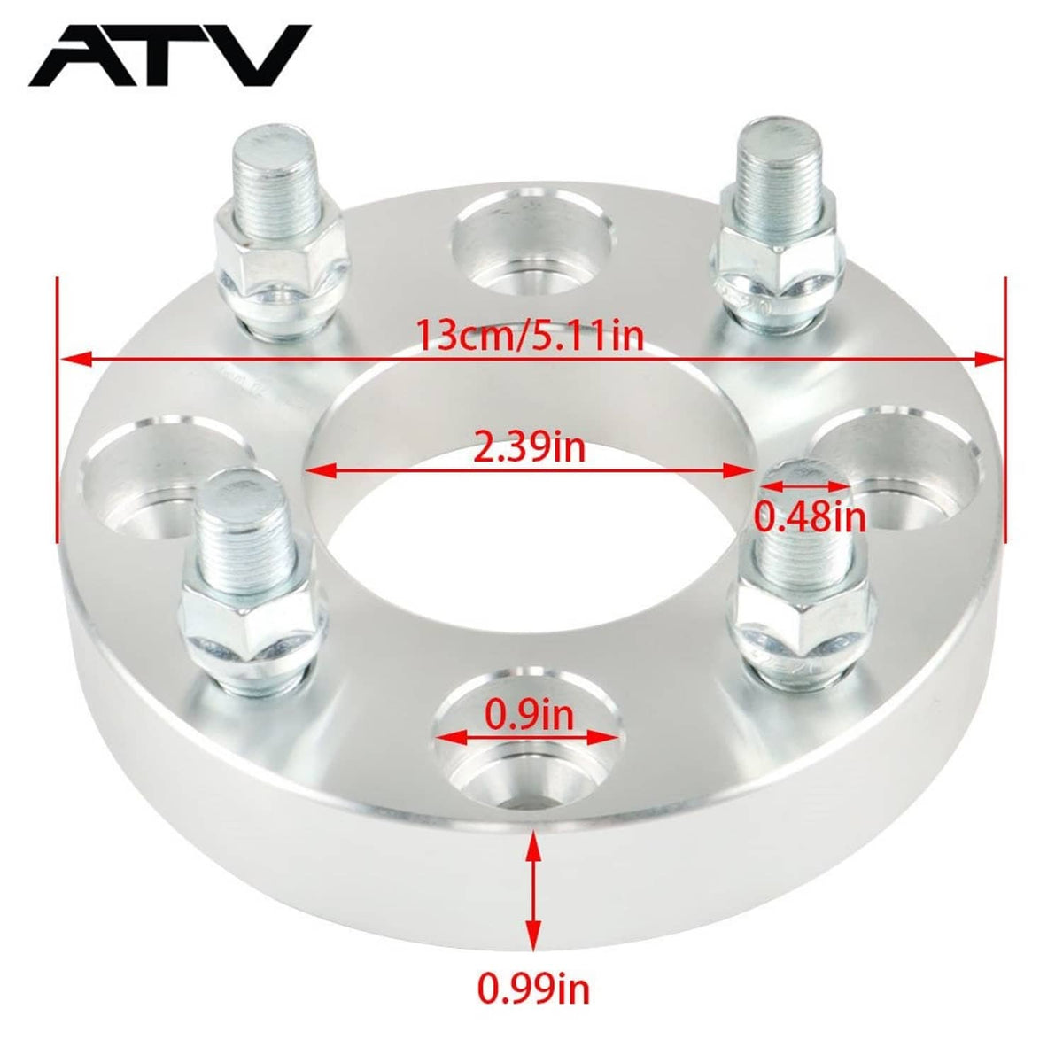 Solidspare 4PCS 1" Wheel Spacers 4x4 4x101.6 1/2"x20 For Golf Carts For EZGO Club Cars