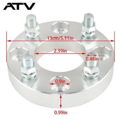 Solidspare 4PCS 1" Wheel Spacers 4x4 4x101.6 1/2"x20 For Golf Carts For EZGO Club Cars