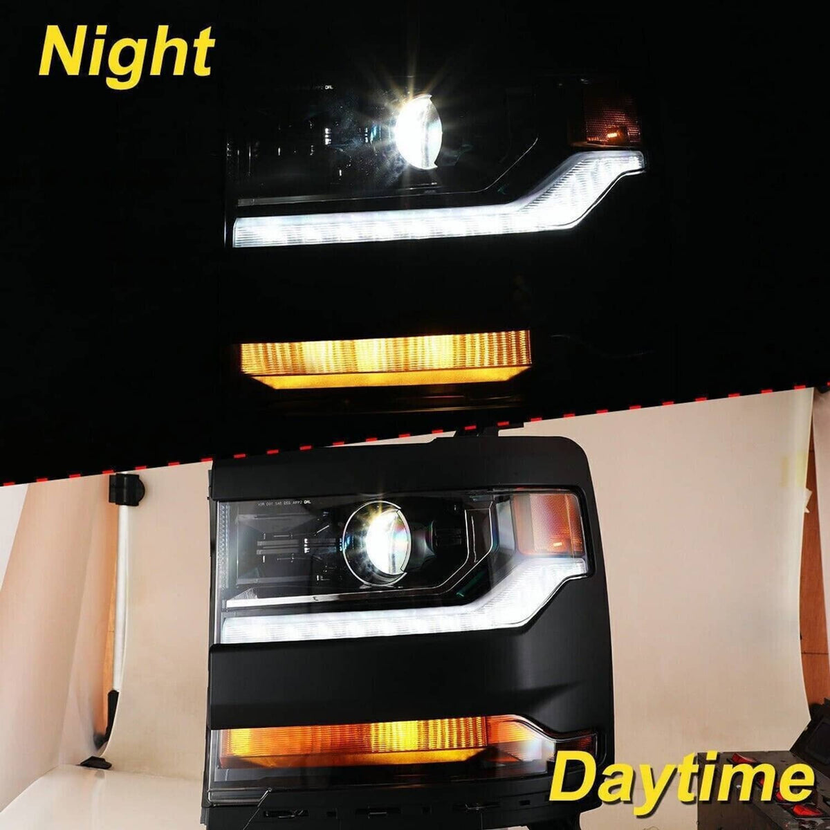 Solidspare HID/Xenon Headlights w/ DRL Right & Left For 2016-2018 Chevy Silverado 1500