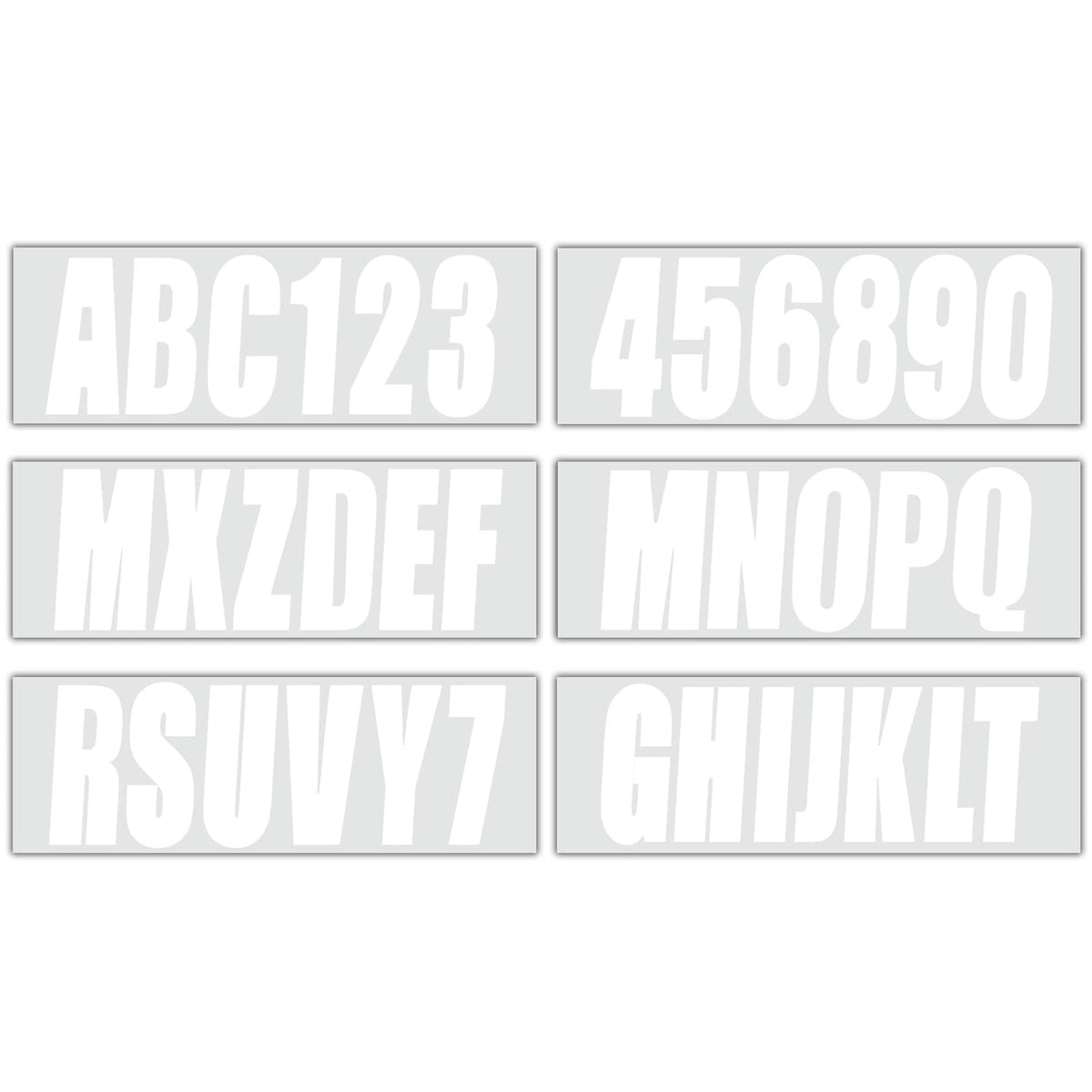Solid Spare Boat Registration Identification Numbers Sticker Decals White 4Sets of A-Z & 0-9