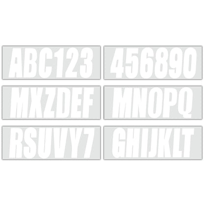 Solid Spare Boat Registration Identification Numbers Sticker Decals White 4Sets of A-Z & 0-9