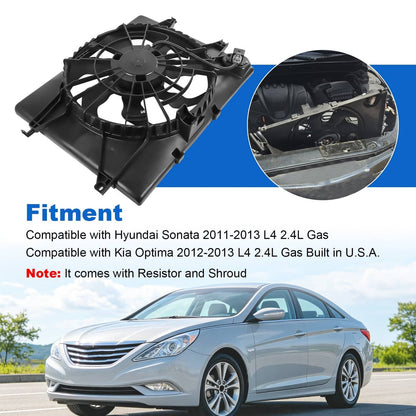 Solidspare Radiator Condenser Cooling Fan Assembly Fit for Hyundai Sonata 2011 2012 2.4L