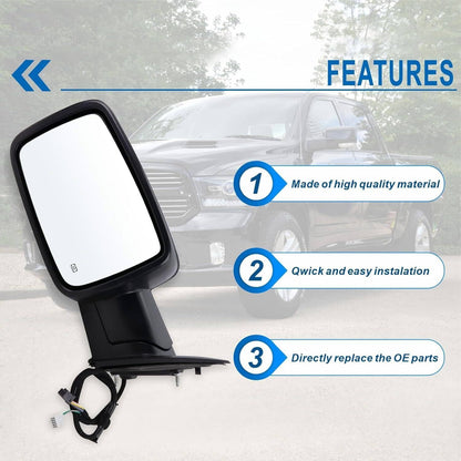 Solidspare Left/ Driver Power Fold +Heated+ Temp Sensor Mirror For 2013-2019 Dodge Ram 1500