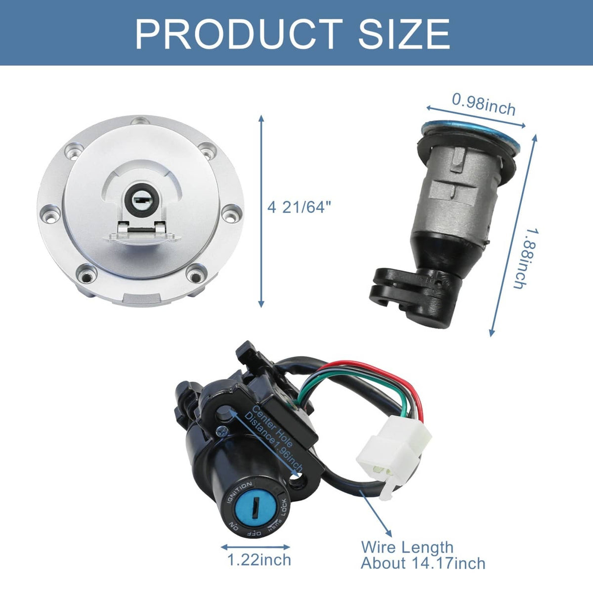 Solidspare Ignition Switch Lock Fuel Gas Cap Cover Set For Honda 2011-2013 CBR250R W/ Keys
