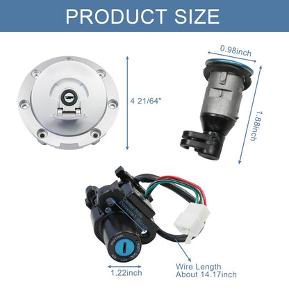 Solidspare Ignition Switch Lock Fuel Gas Cap Cover Set For Honda 2011-2013 CBR250R W/ Keys