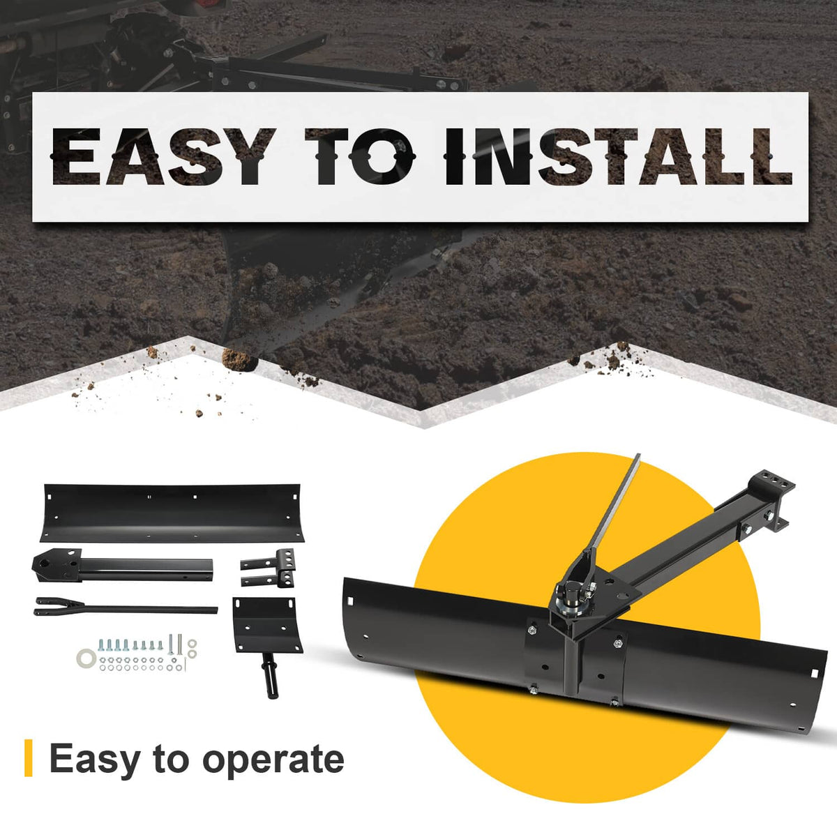Solidspare For ATV UTV Tractor Adjustable 40'' Sleeve Hitch Tow Behind Rear Scrape Blade