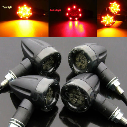 Solidspare 4x Universal Motorcycle LED Red Amber Turn Bike Signal Indicators Blinker Lights