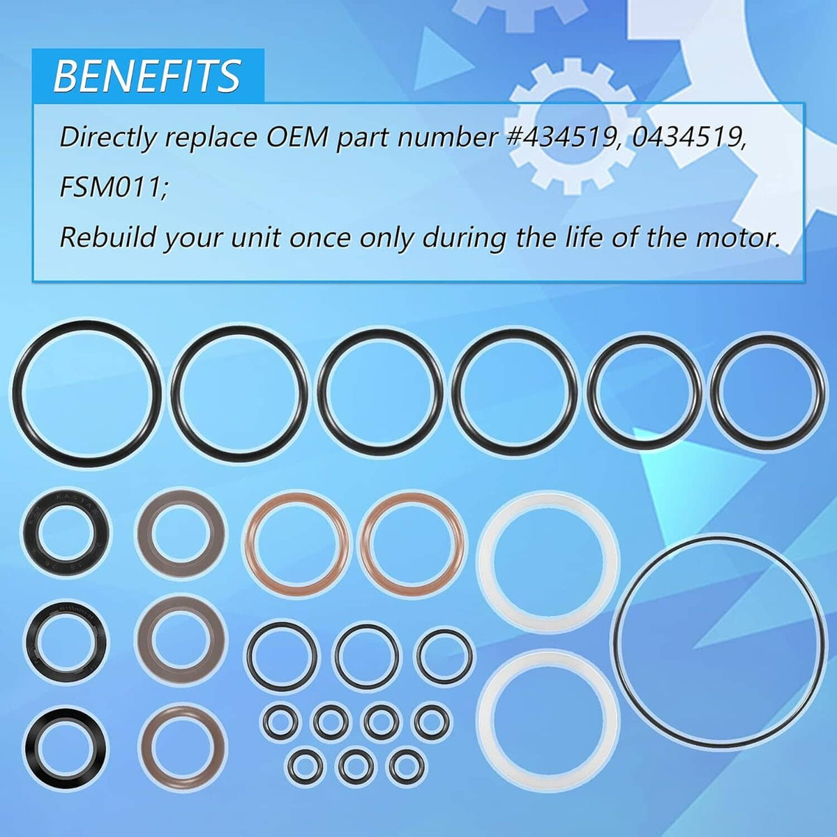 Solid Spare 434519 Trim & Tilt O-Ring & Seal Rebuild For Johnson Evinrude OMC 0434519 FSM011