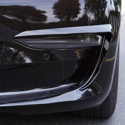 Solidspare Gloss Black Front Fog Light Eyebrow Cover Trim For Tesla Model 3 2017-2023 U8